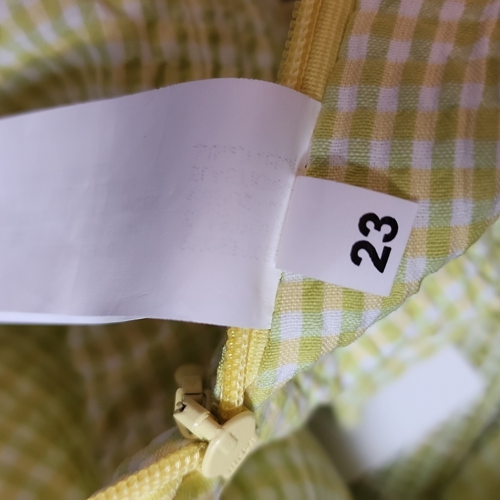New Zara Gingham Cotton Puff Sleeve Tie Knot Front Smocked Cropped Bra Top Small - Picture 12 of 12